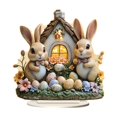 thumbnail image 2 of Decoraciones de Pascua, adornos de Pascua, regalos de Pascua. Dos lindos conejos de Pascua, decoración de escritorio para fiesta. Adorno impermeable y duradero de Alecs. Conejo para festival., 2 of 6