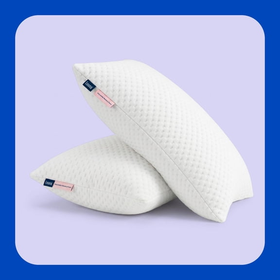 Almohada Ajustable Suave Luuna, 2 Pack, Relleno 100% Memory Foam Triturado Ajustable, Funda Lavable, blanco Estándar