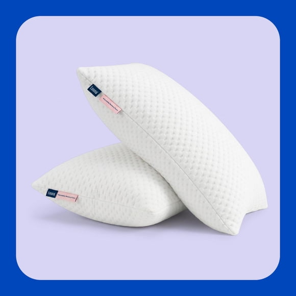 Almohada Ajustable Suave Luuna, 2 Pack, Relleno 100% Memory Foam Triturado Ajustable, Funda Lavable, blanco Estándar