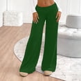 thumbnail image 4 of Amzcrzy Pantalones Palazzo Mujer Anchos Cintura Alta Cómodos Holgados Elegantes Casuales Verano Playa Ligeros Sin Costura Delantera Suaves Elásticos Con Bolsillos Tallas S-2XL Verde, 4 of 7