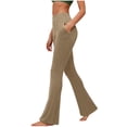 thumbnail image 1 of Amzcrzy Leggings Acampanados Mujer S-2XL - Yoga, Cintura Alta Sin Costura Delantera, Muy Elásticos Cómodos, Color Liso, Bolsillos Marrón, 1 of 6