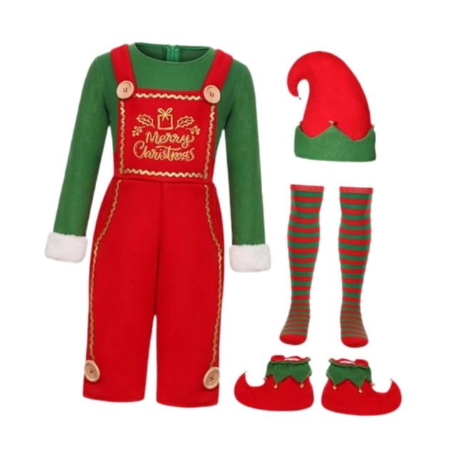 Disfraz de elfo navideño para adultos, con calcetines, accesorios para fotos, conjunto de ropa Para hombres M