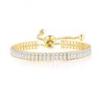 thumbnail image 1 of Pulseras para mujer, regalos para mujer, pulsera multicolor de 2 x 4 mm con circonitas redondas y diamantes, pulsera de cristal ajustable (rectángulo de platino), pulsera iónica., 1 of 2