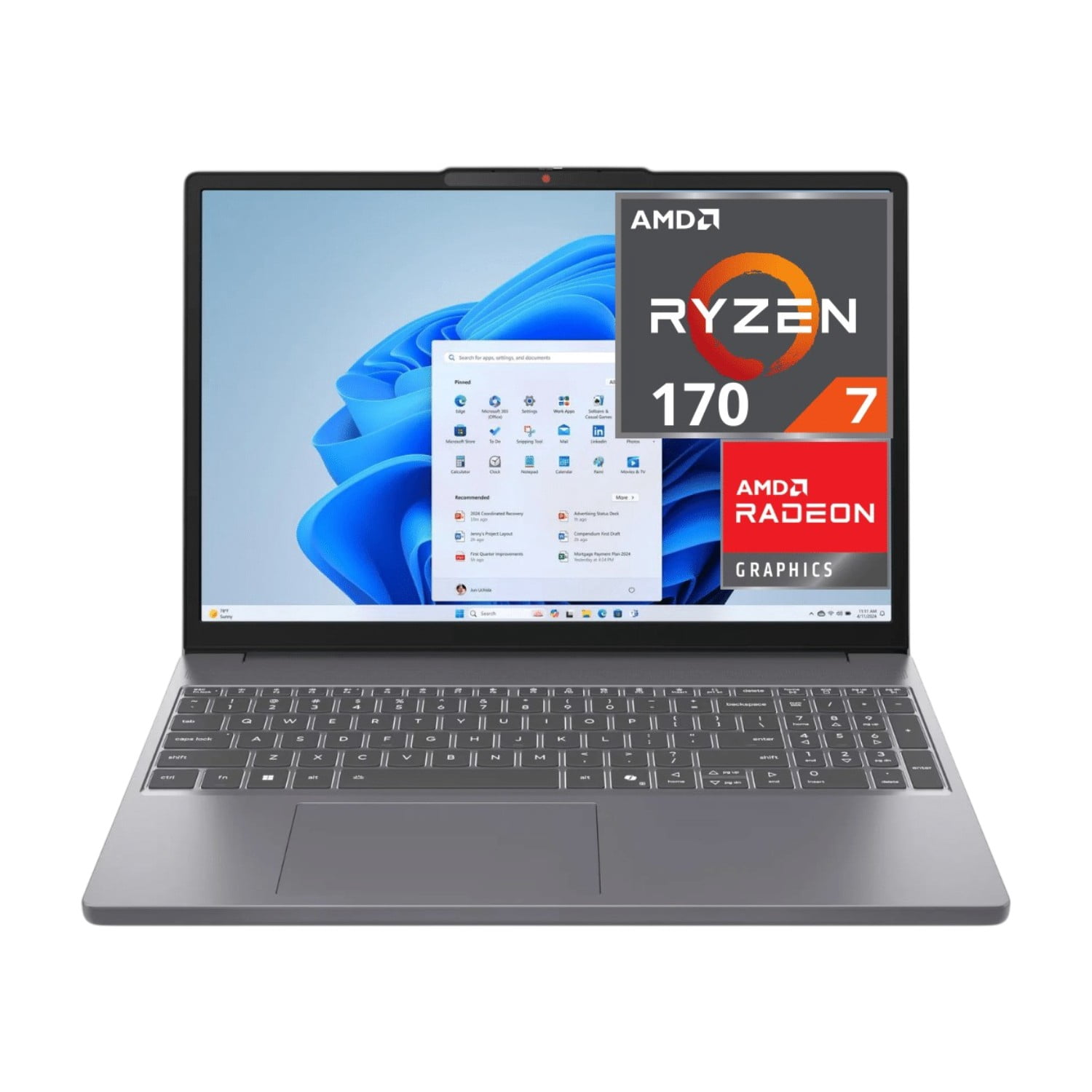 LENOVO IDEAPAD SLIM 3 (83K700TUUS) 15.3" 2K TOUCH RYZEN 7 16GB 512GB SSD W11 GRIS