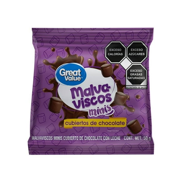 Malvaviscos minis Great Value cubiertos de chocolate 50 g