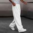 thumbnail image 2 of Amzcrzy Pantalones Deportivos Hombre Clásicos Color Liso Cintura Alta Elástica Cordón Pierna Recta Holgados Anchos Cómodos Con Bolsillos Tallas S-2XL Blanco, 2 of 7