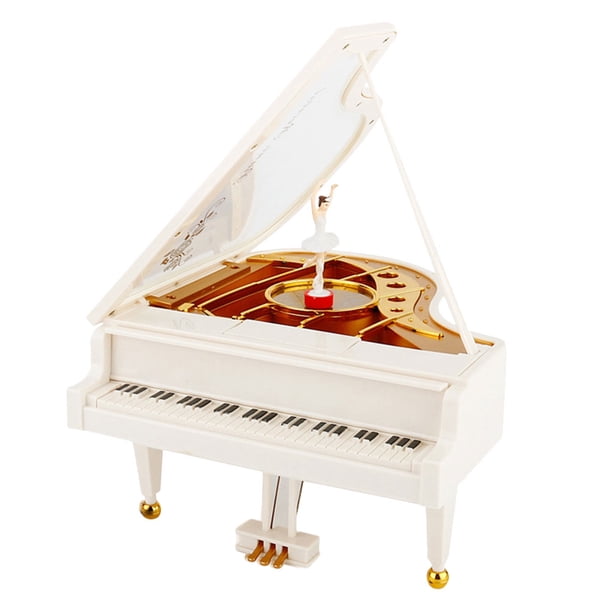 Caja de música para piano, adorno elegante, caja de música para piano, delicada figura de piano, caja de música de mesa, figura de bailarina, caja de música giratoria, decoración