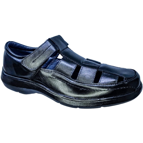 Sandalia En Piel Borrego Para Hombre Huarache Confort Casual Color Negro MD07