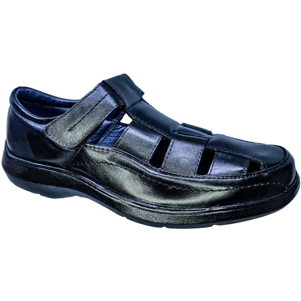 Sandalia En Piel Borrego Para Hombre Huarache Confort Casual Color Negro MD07