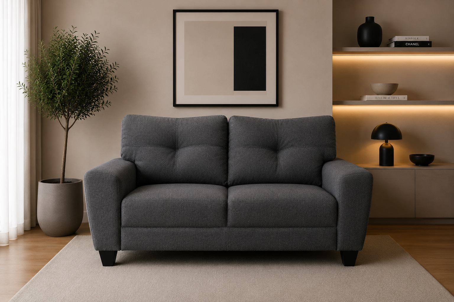 Love seat El Bazar Store Sidney Lino Gris oxford 2 plazas, Modular, Moderno, Sala, Sofa