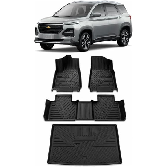 RHINO Tapetes Premium de Uso Rudo para Chevrolet Captiva 2026 | Juego Completo con Tapete de Cajuela | Ajuste Exacto Tipo OEM | TPE Antiderrapante | Protección Contra Lodo, Polvo y Derrames | Negro