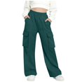 thumbnail image 2 of Pantalones de pana para niñas, cintura elástica, corte holgado, cordón ajustable, bolsillos, pantalones casuales para niñas con pana de mezcla de algodón de textura suave, tallas de 5-6 a 14-15 años., 2 of 5
