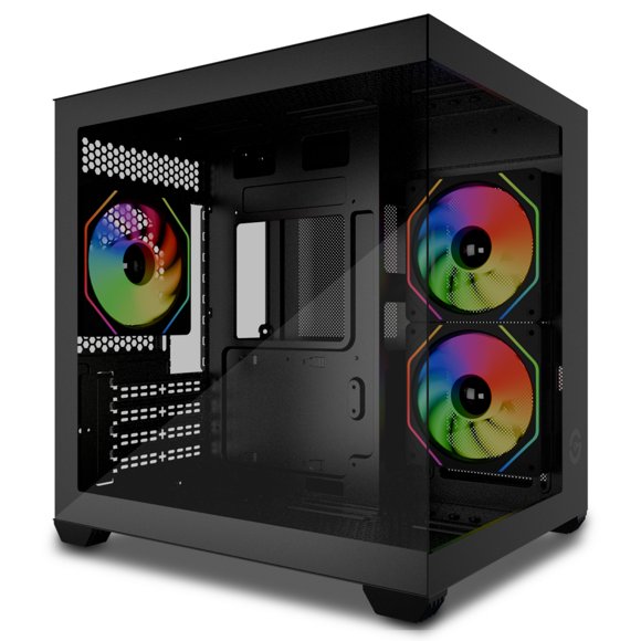 Gabinete gamer Getttech GCM-UPGX1-M1 micro ATX, ITX, ranuras HDD y SSD, disipador CPU 158mm, GPU 325mm, refrigeración líquida 2880mm