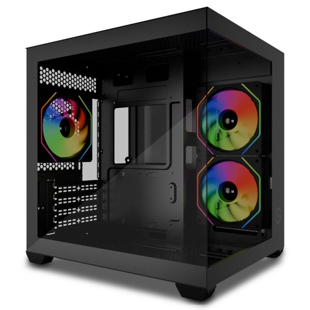 Gabinete gamer Getttech GCM-UPGX1-M1 micro ATX, ITX, ranuras HDD y SSD, disipador CPU 158mm, GPU 325mm, refrigeración líquida 2880mm