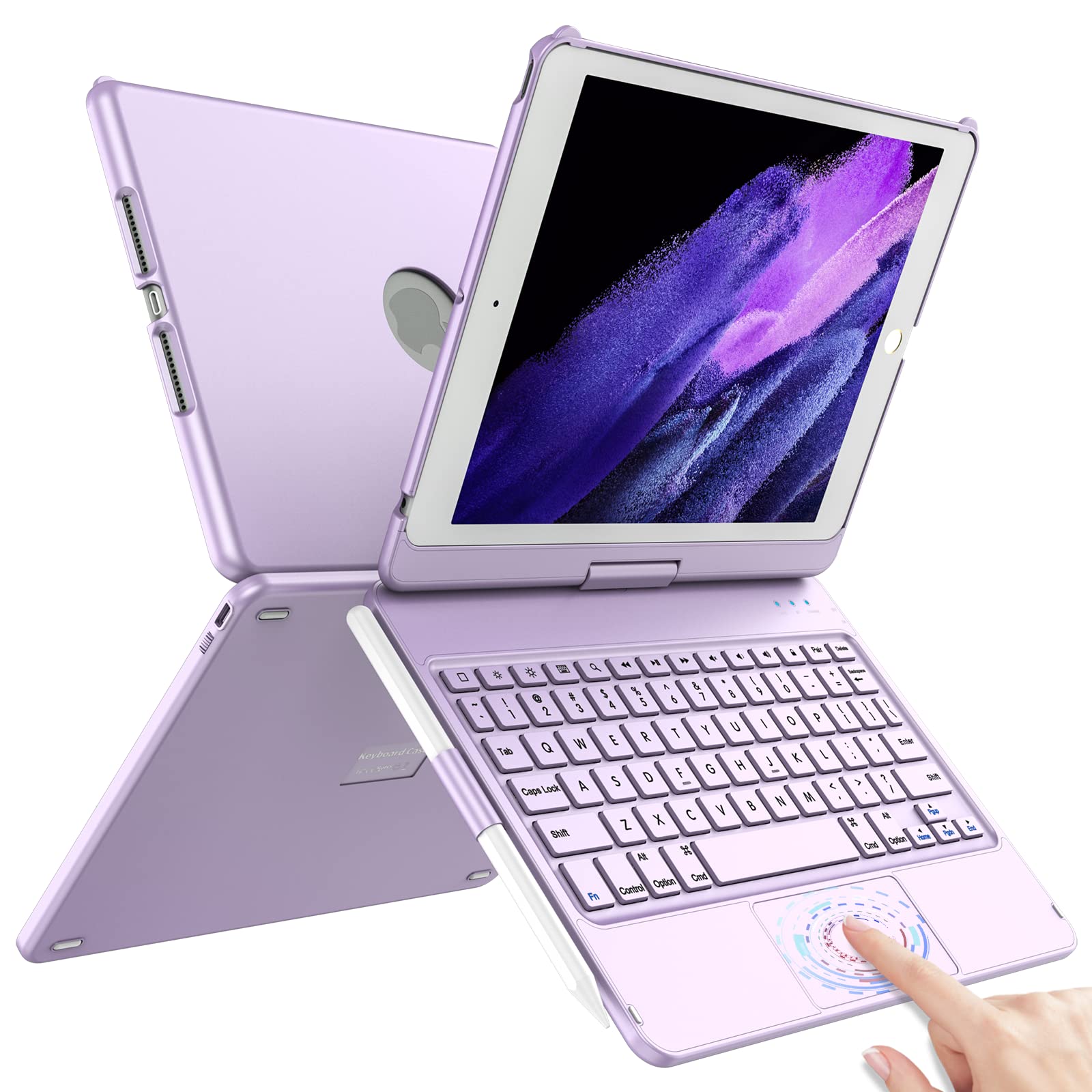 Funda Con Teclado Táctil Para Ipad 10.2 9.ª/8.ª/7.ª Generación Funda Con Teclado Para Ipad 9.ª Generación/8.ª/7.ª Generación-360 Funda Protectora Giratoria Para Teclado Ipad 9.ª/8.ª/7.ª Generación Con