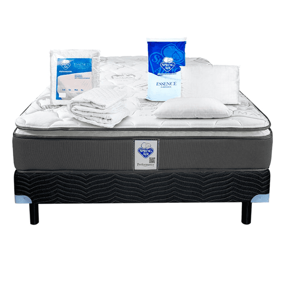 Colchón Coney King Size + Box P + Protector Ess Impermeable + Almohada Peach Feel