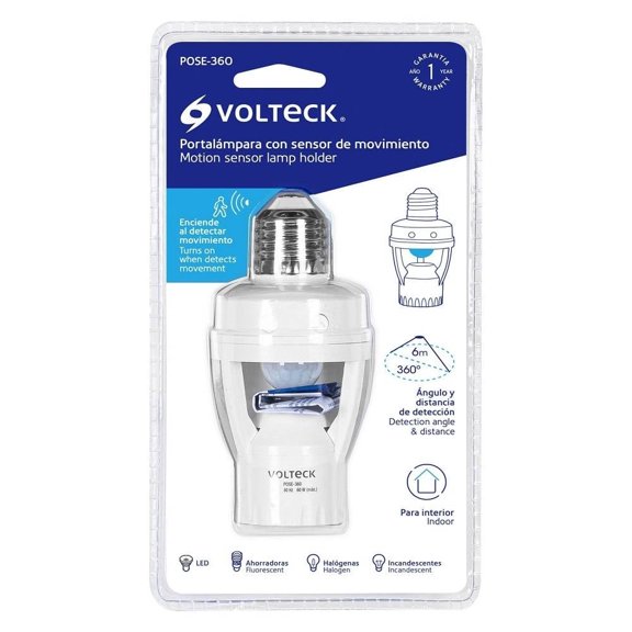 Portalámpara Volteck con Sensor de Movimiento 1 Pieza