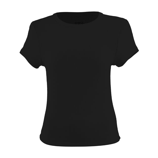 Playera George para Mujer, Manga Corta Con Escote Redondo Negro Talla CH