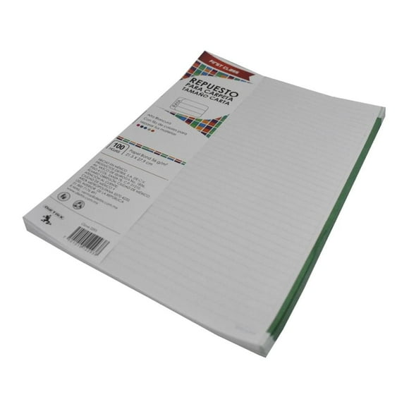 Repuesto First Class Carta 100 Hojas Raya P/Carpeta Varios Colores 1 pza
