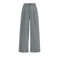 thumbnail image 5 of Amzcrzy Pantalones Vestir Mujer Color Liso S-2XL - Cintura Alta Elástica, Pliegues Frontales, Sin Cremallera, Bolsillos, Para Trabajo Gris, 5 of 5