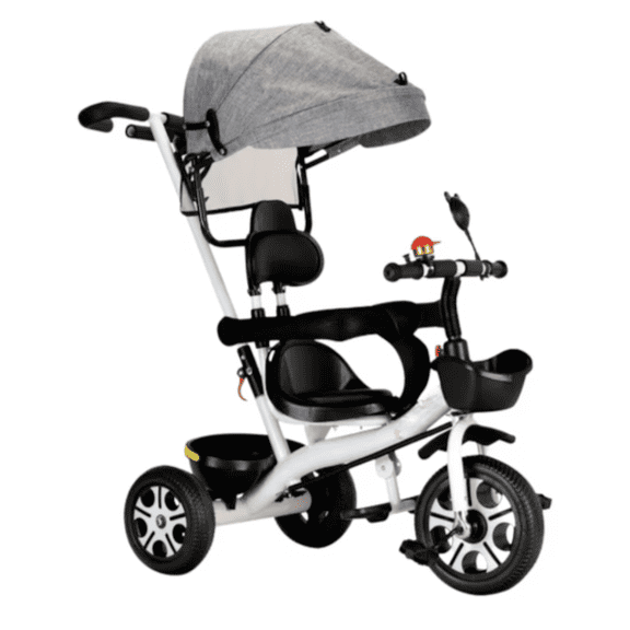Carriola Triciclo Convertible Infantil Con Toldo Modelo Gris