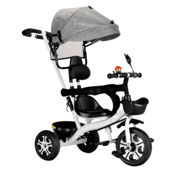 Carriola Triciclo Convertible Infantil Con Toldo Modelo Gris