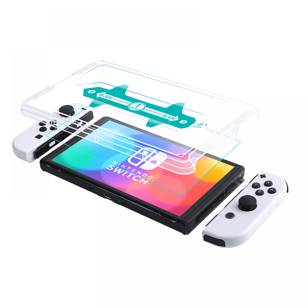 Apto para Nintendo Switch. Lámina templada para pantalla OLED. Lámina HD con cobertura total de la pantalla. Herramienta