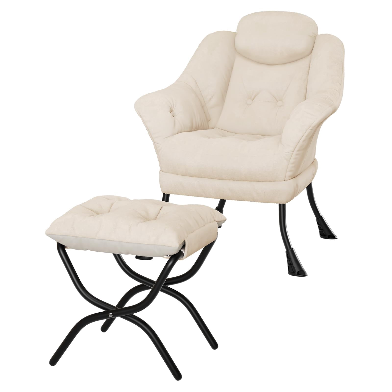Sillón Cómodo con Otomano Plegable – Tela Suave – Funda Removible y Lavable – Bolsillo Lateral – Sala, Dormitorio – Niños y Adultos