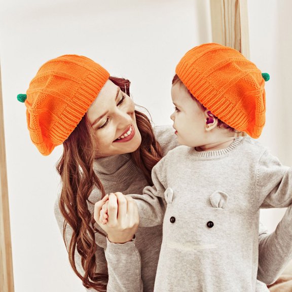 Gorro de Calabazas de Halloween y Gorro de Invierno de Punto para Bebé, Nueva Boina Cálida de Calabazas de Halloween
