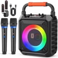 thumbnail image 1 of Máquina de Karaoke JYX, Subwoofer Mejorado de 20 W y 6.5 Pulgadas, Altavoz Bluetooth Portátil con 2 Micrófonos Inalámbricos, luz de Fiesta, 1 of 10