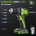 thumbnail image 3 of Kit Combo de Taladro Greenworks 24V Brushless de Alto Torque, 3 of 9