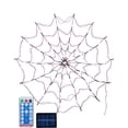 thumbnail image 2 of Luces solares para exteriores de Halloween con telaraña de 1 m de diámetro y 60 LED con araña negra, luces moradas impermeables, control remoto, decoración de Halloween para casa y jardín., 2 of 8