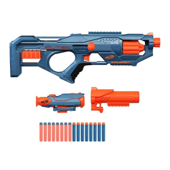 Lanzador Hasbro Nerf Elite 2.0 Eaglepoint RD-8, incluye 16 dardos Nerf Elite, para niños y niñas a partir de 8 años