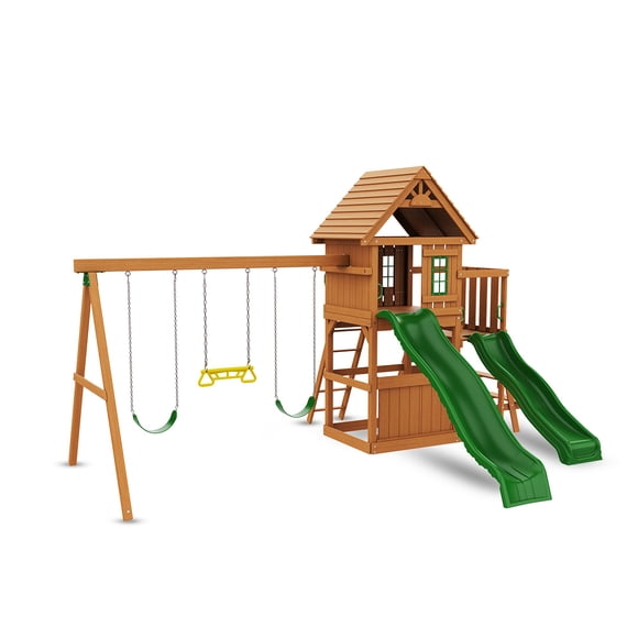 PLAYOUT KIDS | Set de Juego Infantil de Madera para Exterior con Columpios y Resbaladillas Rincones de México Chipinque