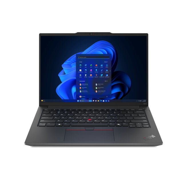 laptop lenovo thinkpad e14 gen 6 14" 16gb, 512gb ssd Vista frontal, Laptop Lenovo ThinkPad E14 Gen 6 14" color negro con pantalla 1920x1200 WUXGA mostrando Windows 11 Pro, teclado con TrackPoint rojo y panel táctil; especificada con Intel Core Ultra 5 125U, 16GB DDR5 y 512GB SSD; ideal para trabajo remoto y estudio.