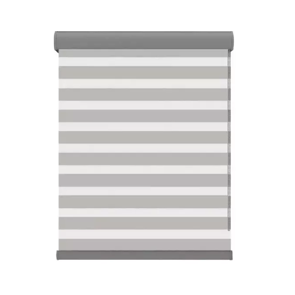 Persiana Doble Capa Con Diseño De Cebra Enrollable 100x200cm Gris con Blanco