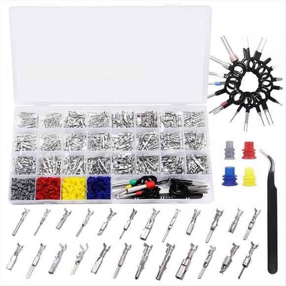 Kit de 24 Tipos de Conectores de Terminales de Cables Eléctricos para Automóvil - 459 Piezas de Conectores de Crimpado Eléctricos Automotrices de 1 A 3,5 mm