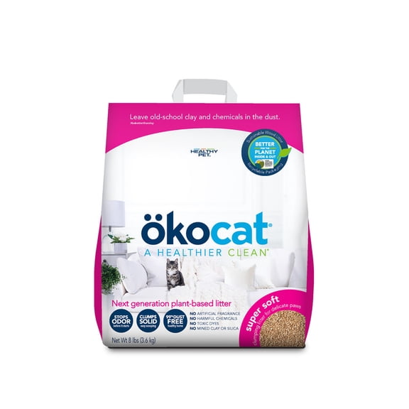 Arena para gatos Okocat Super Soft Small, patitas sensibles, aglomerante, 3.6 kg