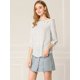 thumbnail image 3 of Allegra K Blusa de lunares de verano de media manga con cuello con volantes para mujer blanco S, 3 of 6