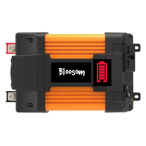 Inversor De Corriente Bloosom  12v A 110v Con Encendedor Para Coche Negro con Amarillo