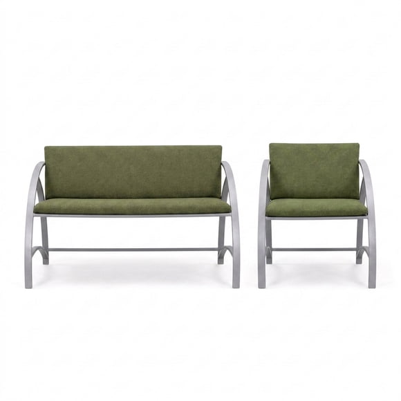 Set de Sillon y Love Seat exterior Savania Gris/Verde Kessa Muebles
