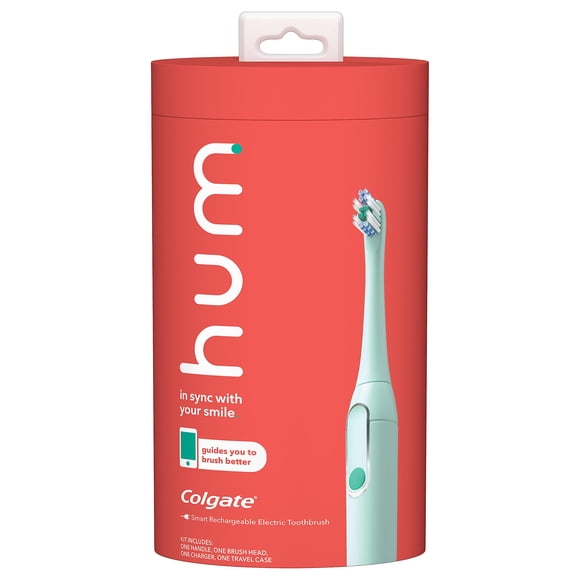 Colgate hum Cepillo de dientes eléctrico inteligente con temporizador, Bluetooth y estuche de viaje, 3 modos de vibración sónica, verde azulado (descontinuado/no hay cabezales de repuesto disponibles)