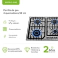 thumbnail image 3 of Parrilla de Gas Avera 4 Quemadores Empotrable Acero Inoxidable, 3 of 11