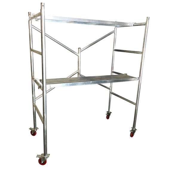 Andamio Plegable con Ruedas 135×124×62 Cm Doble Plataforma Metálica Acero Galvanizado