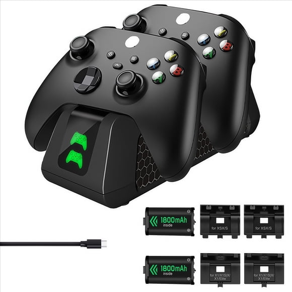 Estación de carga para Xbox Series X y S Cargador para mando de videojuegos con 2 baterías de 1800 mAh para Xbox One X/S/Elite
