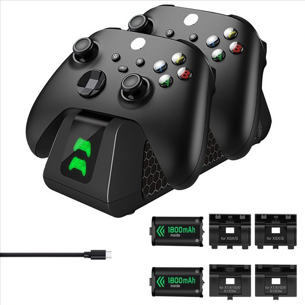 Estación de carga para Xbox Series X y S Cargador para mando de videojuegos con 2 baterías de 1800 mAh para Xbox One X/S/Elite