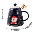 thumbnail image 3 of Taza navideña de cerámica con tapa y cuchara | Taza aislante para chocolate caliente, café o té | Taza para bebidas navideñas para el hogar, la cocina y la oficina., 3 of 7