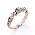 thumbnail image 3 of JeenMata Anillo Compromiso Filigrana Victoriano 7 Piedras 1,75 ct Brillante Redonda Ágata Verde Musgo Veteada y Moissanita Baño Oro Rosa 18K sobre Plata, 3 of 6