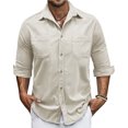 thumbnail image 1 of pstuiky camisa de manga larga para hombre, Cárdigan con capucha y manga larga para hombre, informal, de color liso, con bolsillos dobles y cremallera Tops casuales para hombres s, 1 of 7