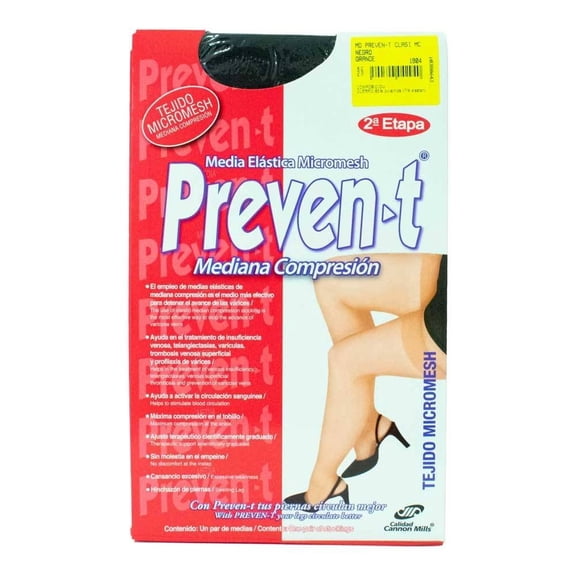 Medias Cannon para Mujer, Etapa 2 Elástica Micromesh de Compresión Negro Talla G